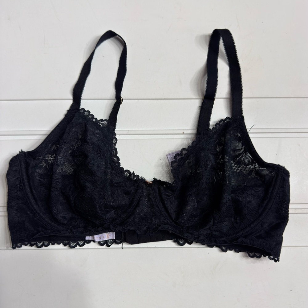 Savage X Fenti Women’s Sz 34D Black Lace Underwire Bra